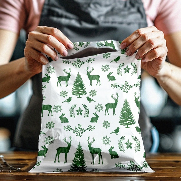 12"x15" Winter Deer Designer Poly Mailers Shipping Envelopes Premium Bags - Picture 6 of 6